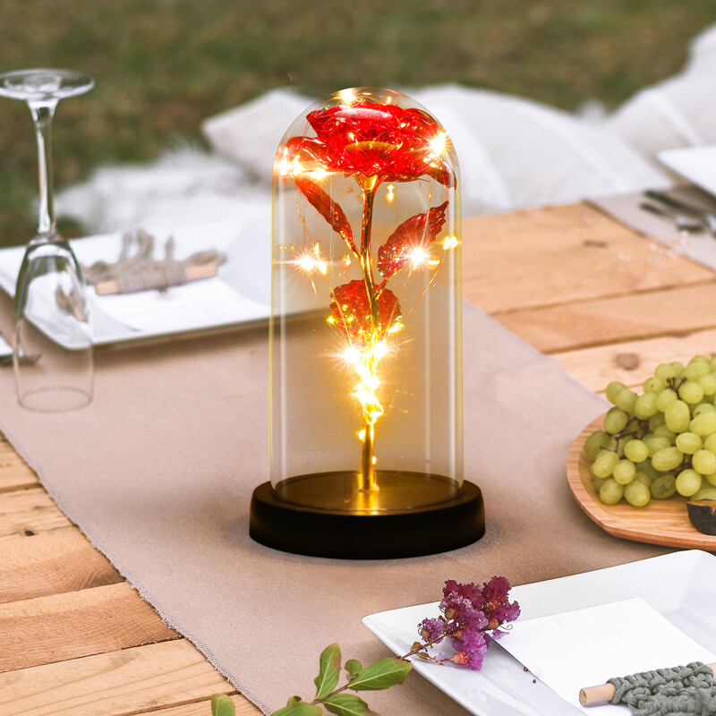 Forever Eternal Galaxy Rose Flower In Glass Dome LED Light Valentine’s Day Gift