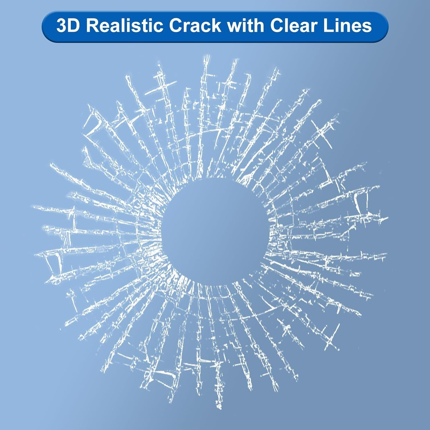 ”3D Prank Tricky Broken Glass Sticker Car Window Ball Hits Self Adhesive Funny ”
