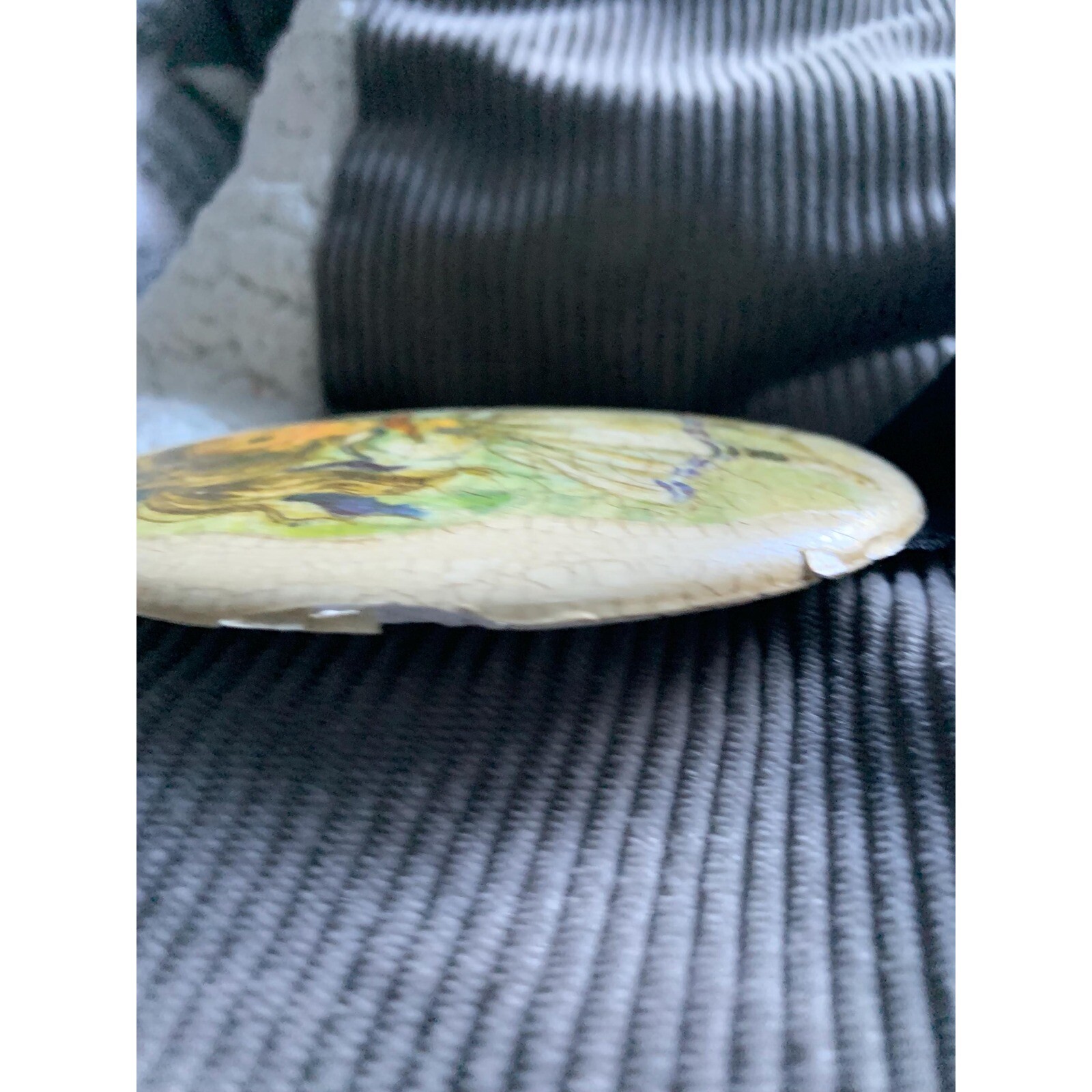 Vintage Oval Decoupaged Plaster Girl Badminton Ribbon Wall Plaque Cottage Retro