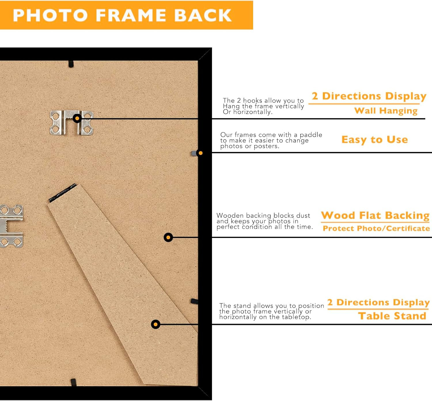 8.5X11 Picture Frame Black for 8.5 by 11 Document Certificate Diploma, Wood 8 1/