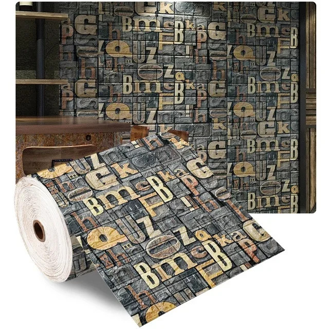 3D Soft Foam Brick Wallpaper Roll Self Adhesive Waterproof Wall Stickers 70x200c