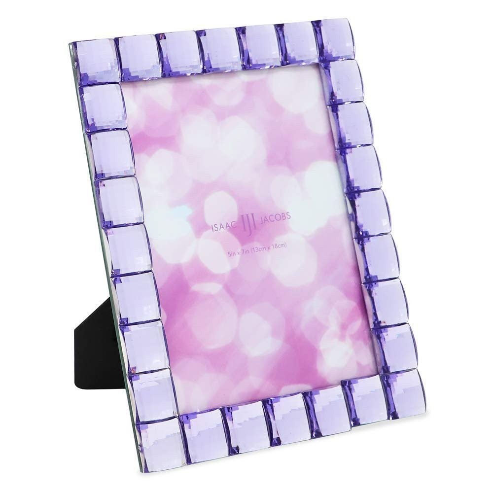 Isaac Jacobs Decorative Sparkling Light Blue Jewel Picture Frame, Photo…