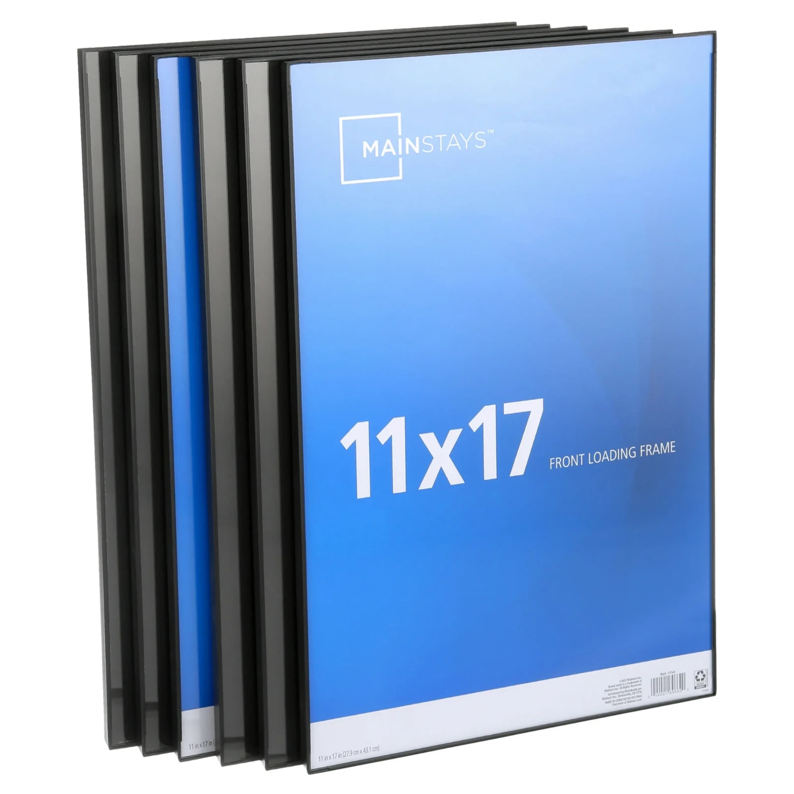 Mainstays Photo Frames – 11×17 inch – Black, front-opening, set of 6.