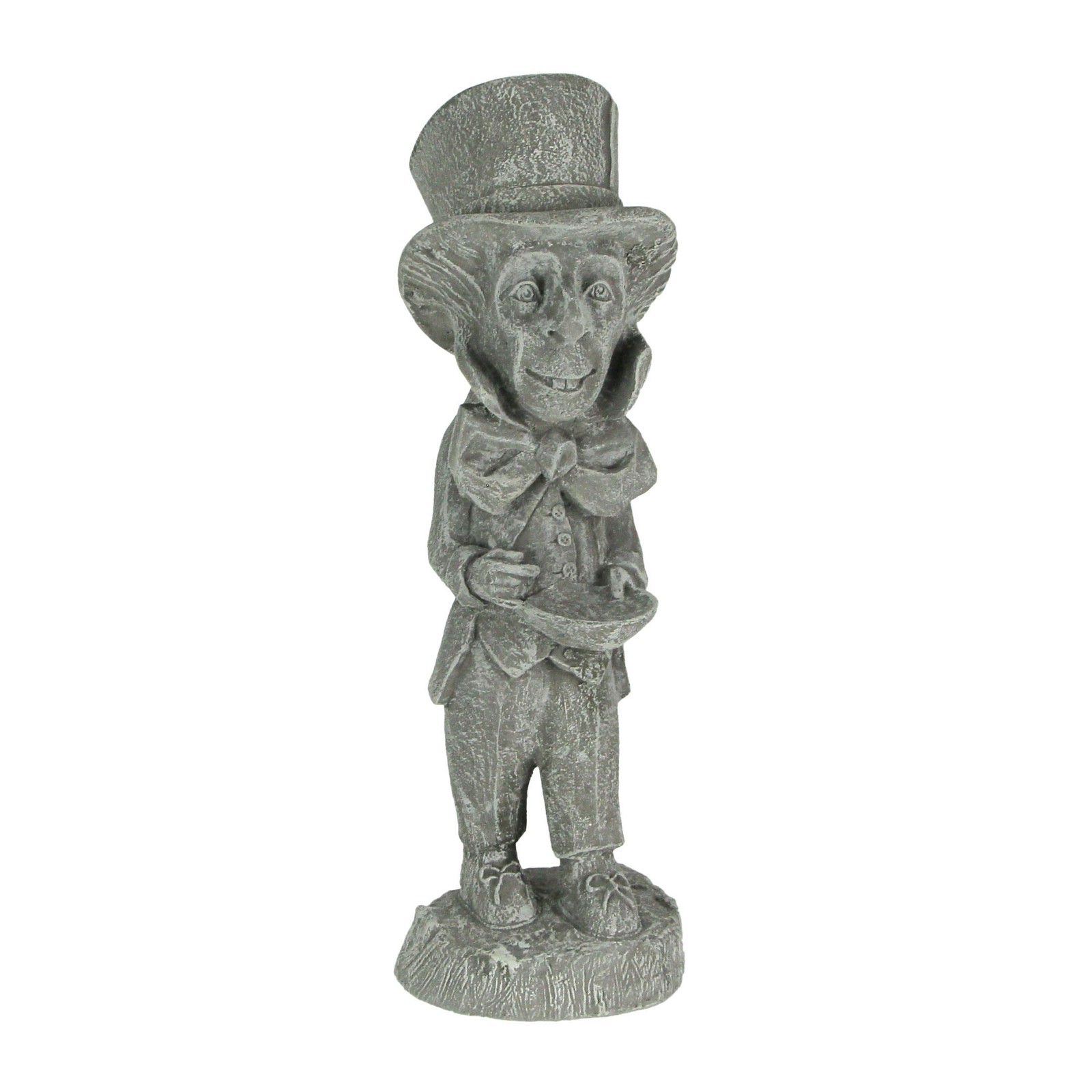 3 Piece Alice in Wonderland, Rabbit & Mad Hatter Light Gray Cement Statue Set