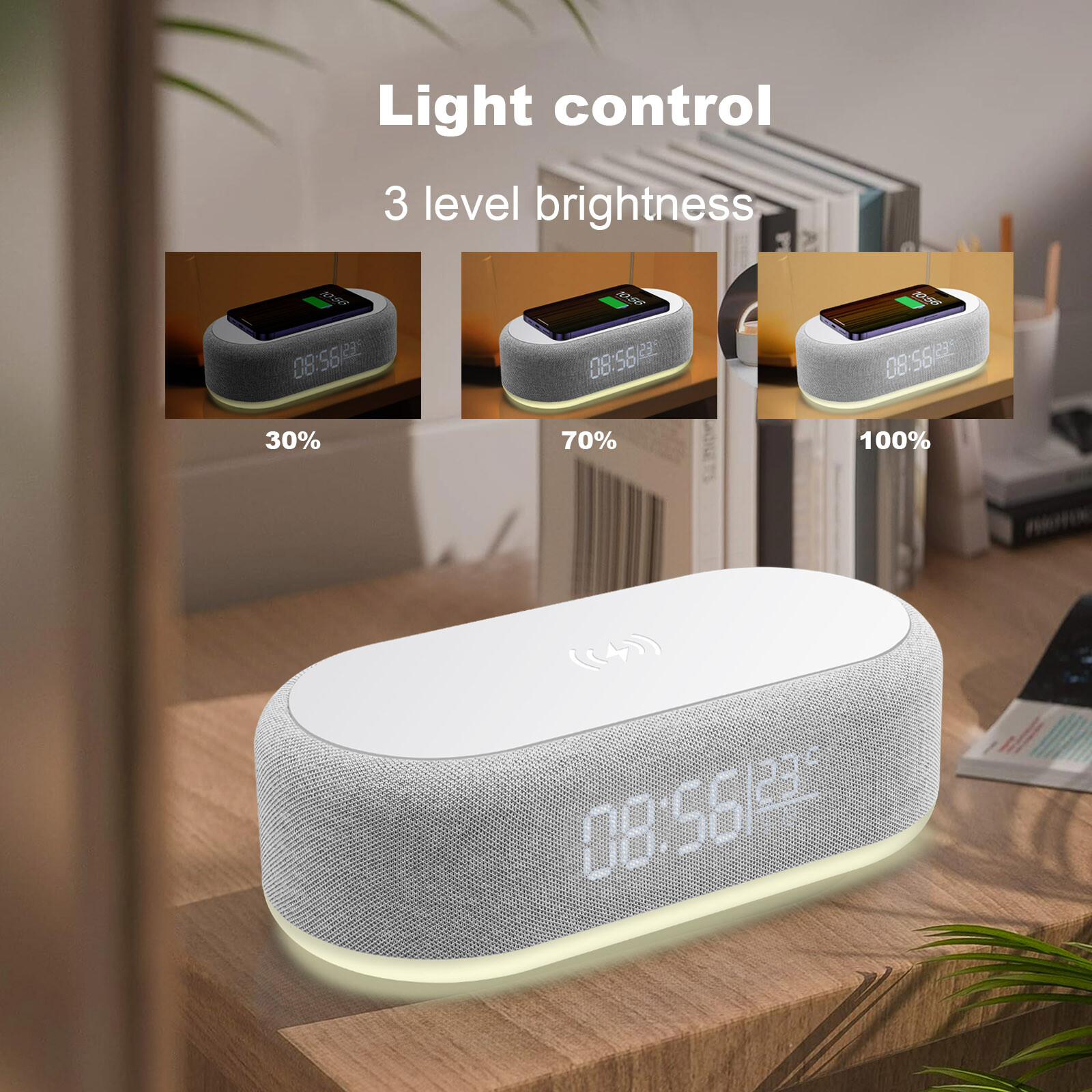 Wireless Charger With Alarm Clock Night Light For iPhone Air 17 16 Samsung S25+