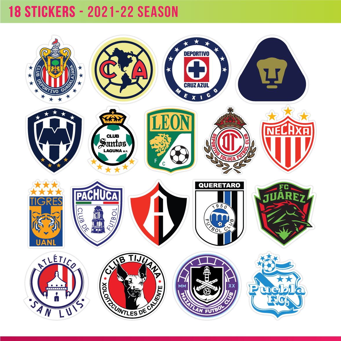 18 Liga MX Mexico Club Soccer Stickers Calcomania Vinyl Decals – ALL TEAMS