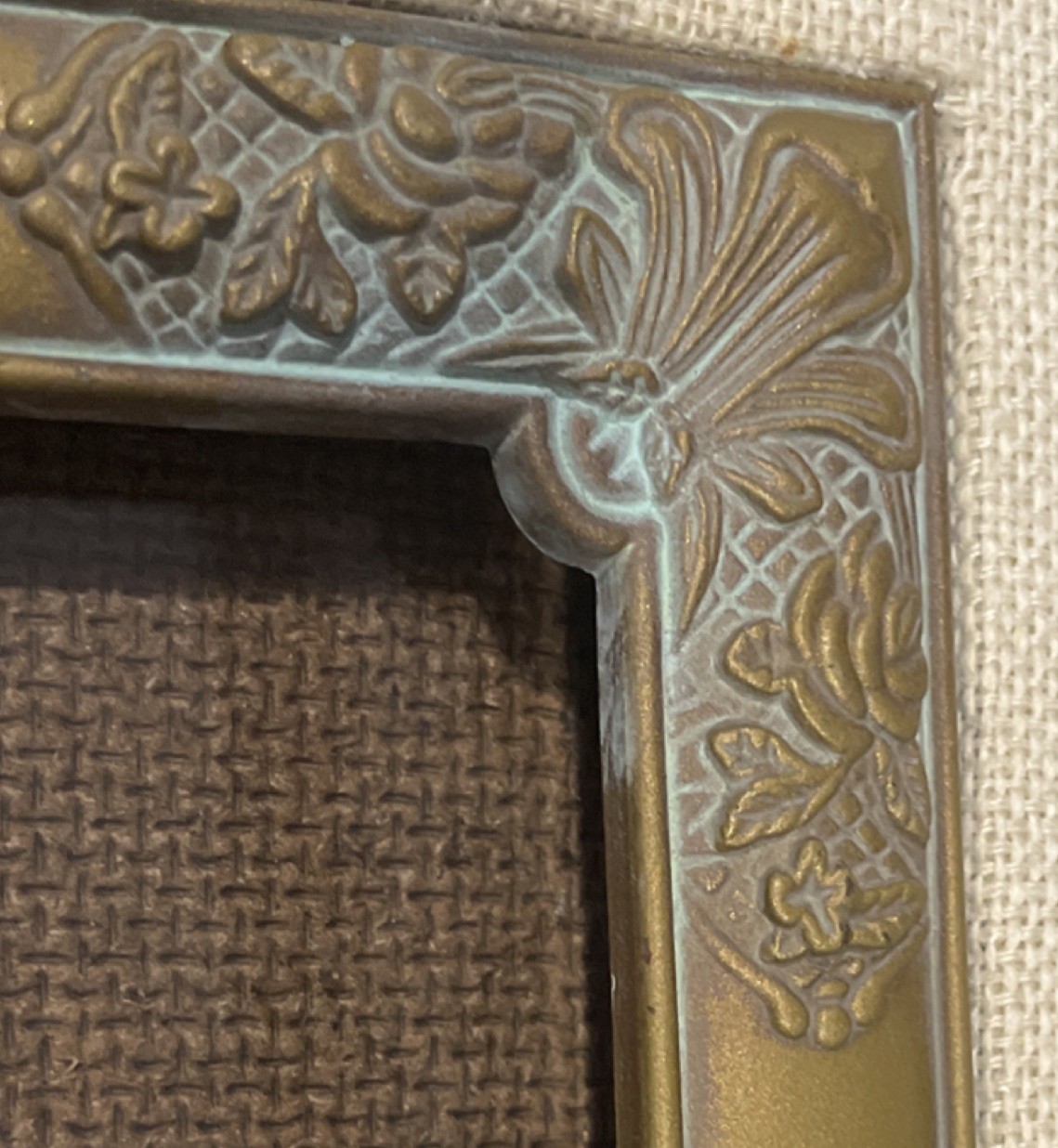 Beige & Gold Metal Rectangle Photo Frame Fits 3.5 x 2.5 in Photo, 1-Photo