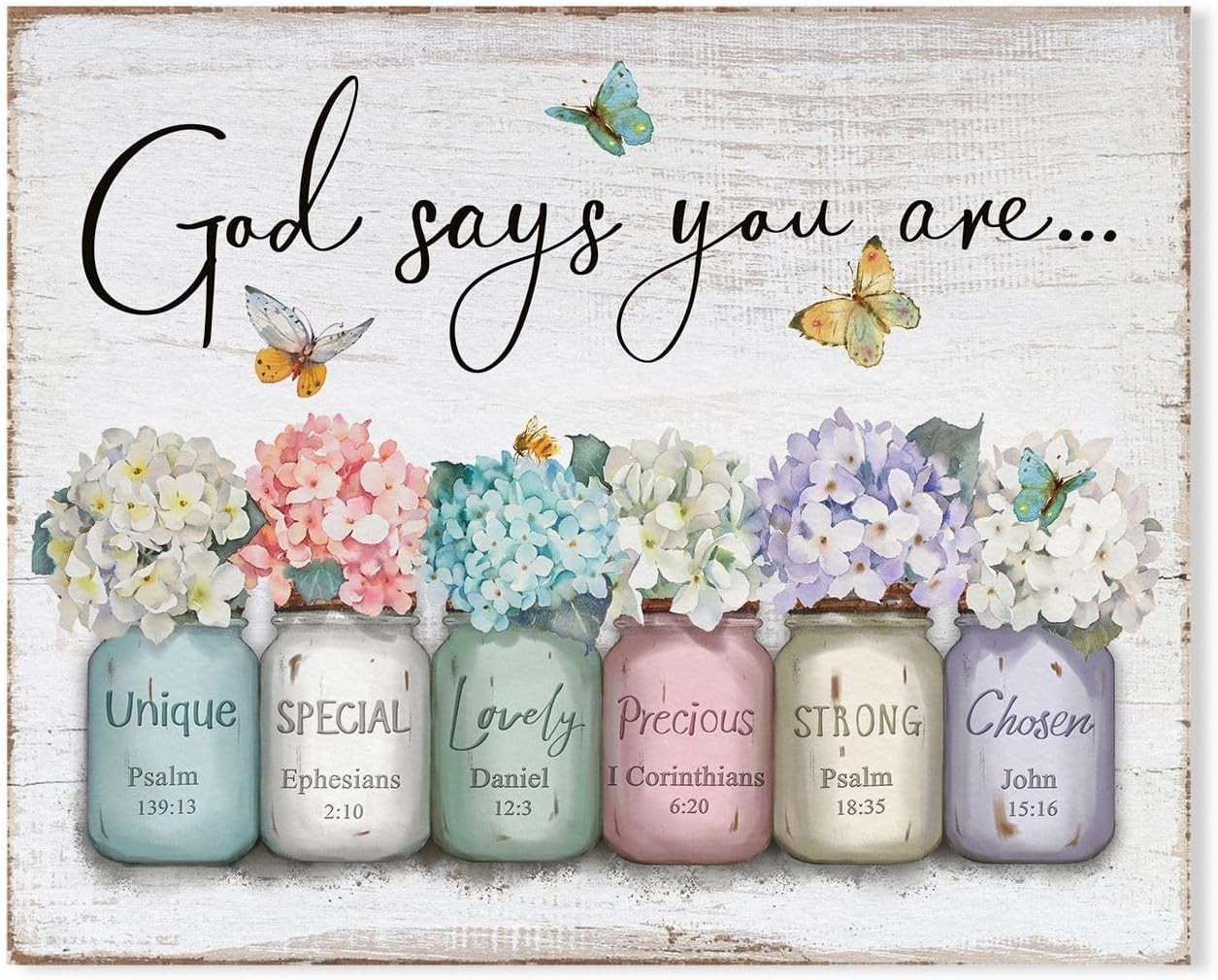 Inspirational Bible Verse Wall Art God Says You Are Wall Sayings Flowers in