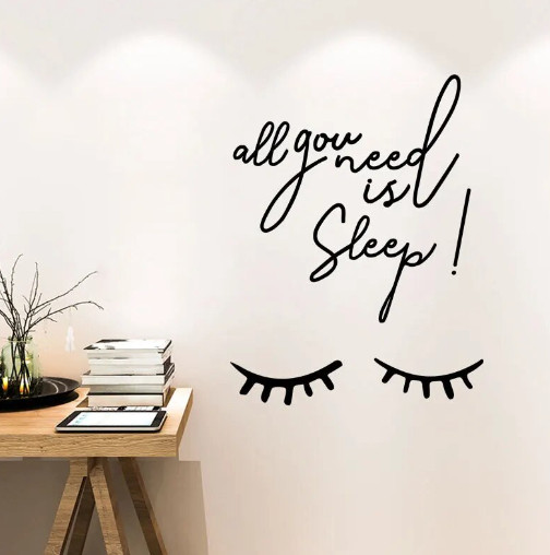 ’All you need is Sleep’ Quotes Wall Stickers Home Decor Living Room Bedroom