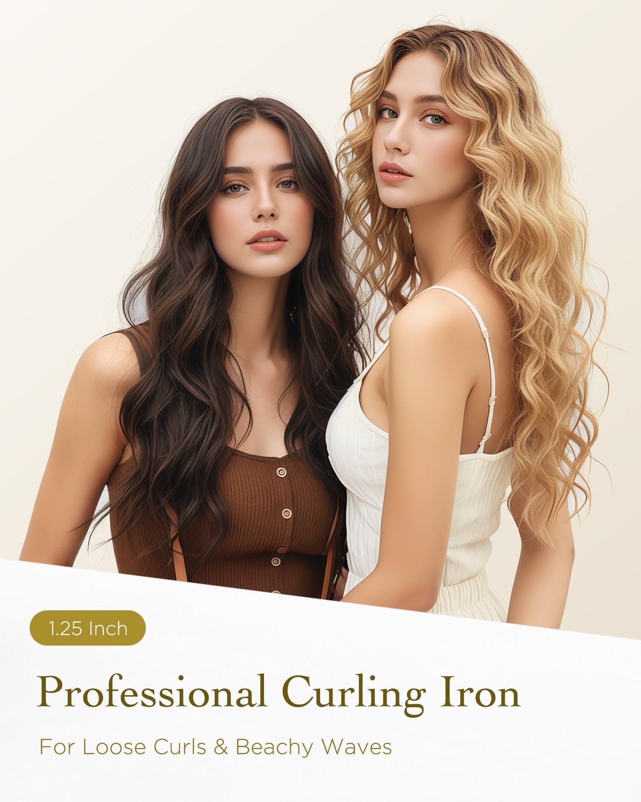 Titanium Curling Iron 1 1/4 Inch for Long-Lasting Beachy Waves & Loose Curls,…