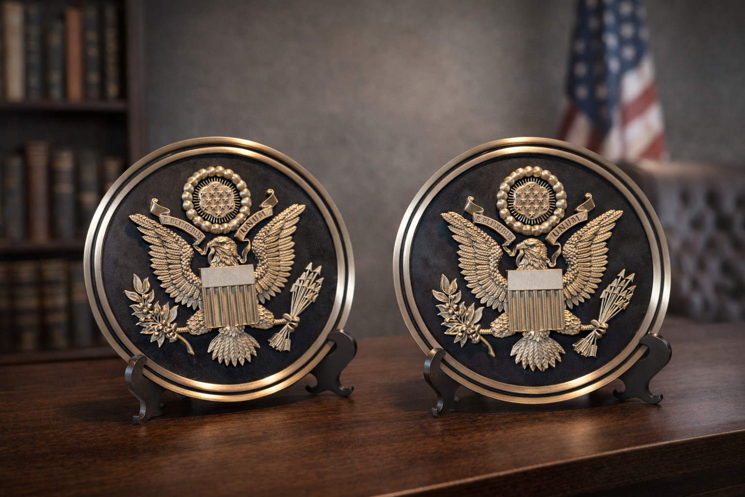 Seal of the United States Plaque – 8.5″ Round Patriotic Eagle Wall Art