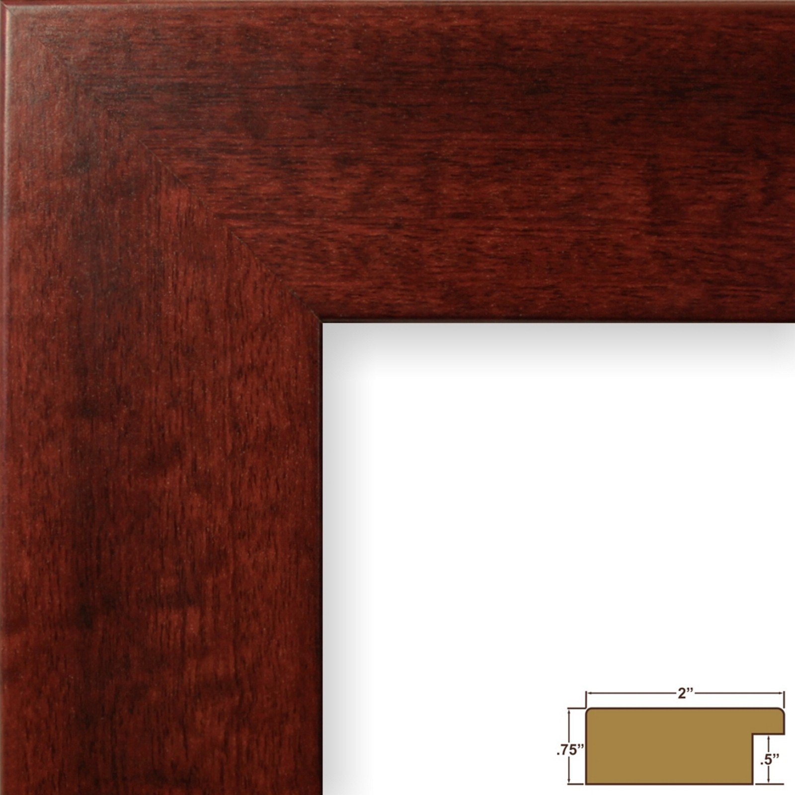 Craig Frames Bauhaus 200, 2 Inch Wide Modern Red Mahogany Picture Frame