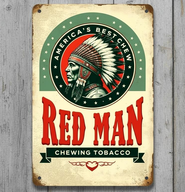 Red Man Chewing Tobacco 8 x 12 Vintage Novelty Metal Sign Made In USA New!