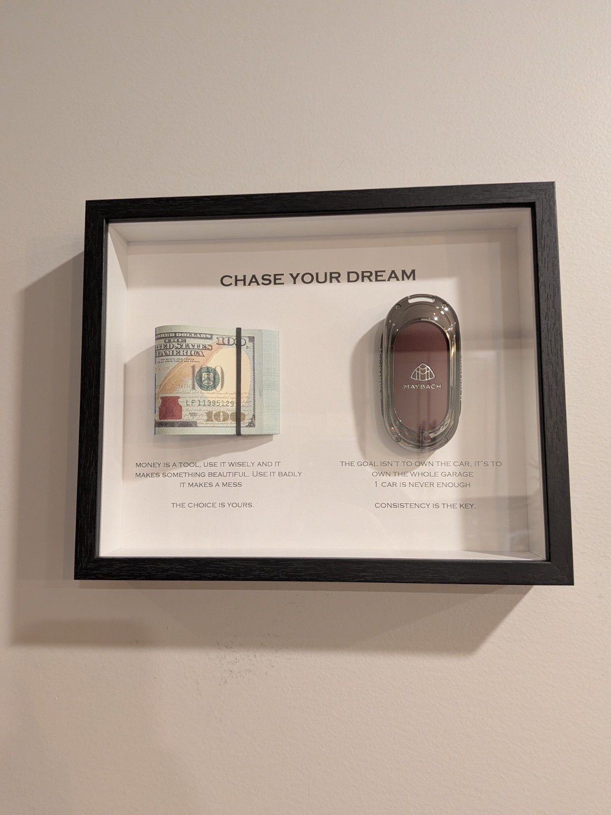 3D Money / Key Wall Art Box Frame