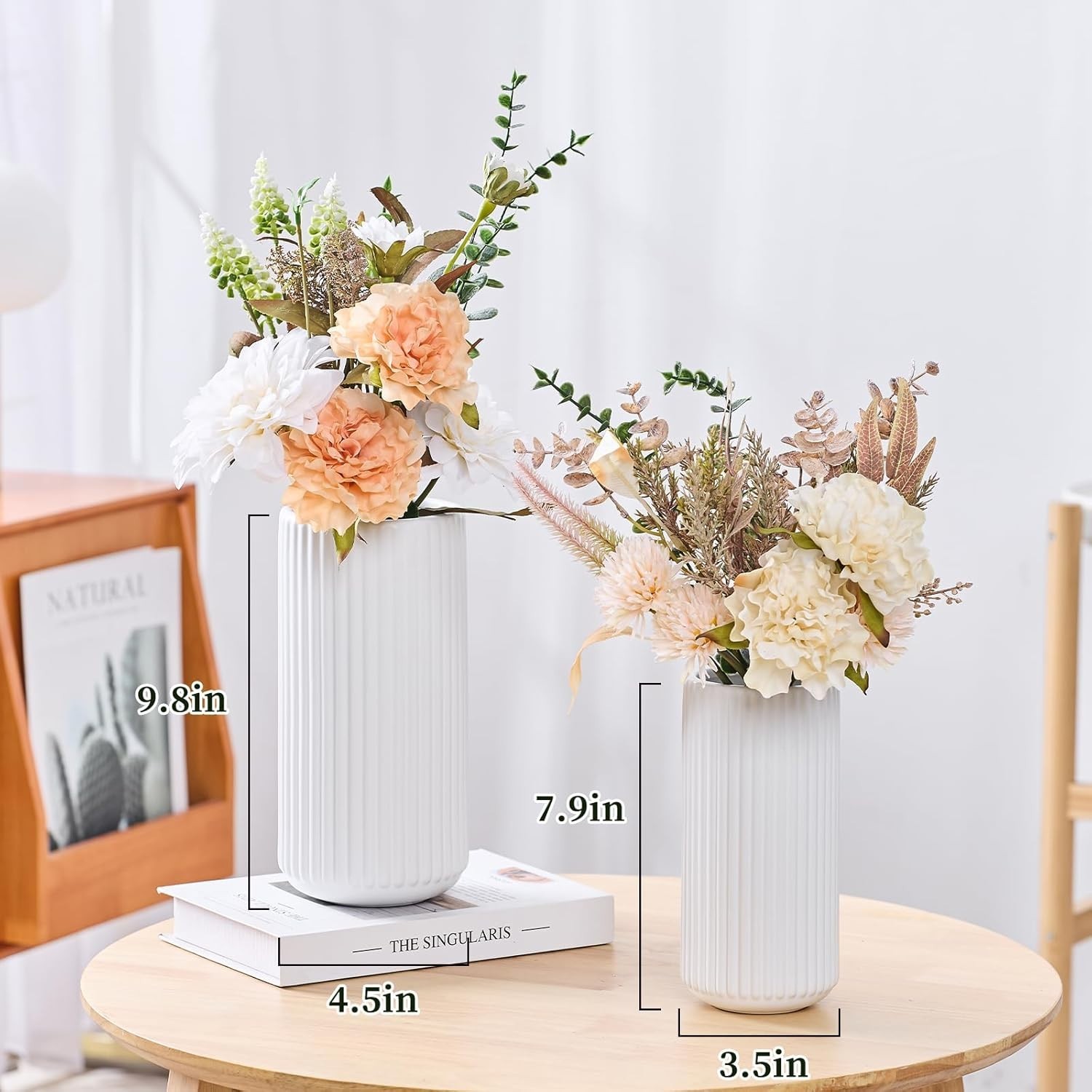 Thickened White Ceramic Flower Vase – 8-Inch Decorative Gift for All Occasions