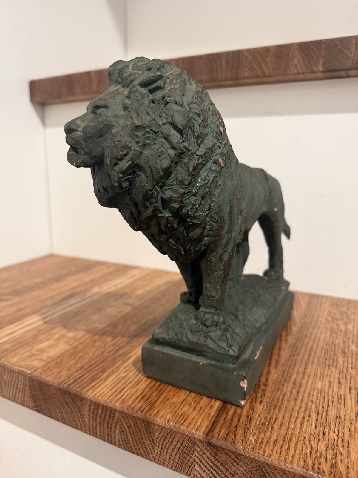 Art Institute Of Chicago Museum Lions Sculptures Pair Medium Green Resin Statues