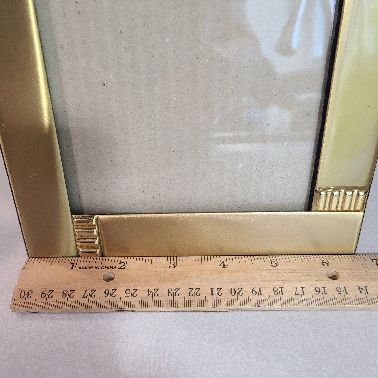 Set Of 3 Brass Picture Frames Standing Textured & Smooth Lg Med Sm Velvet Backs