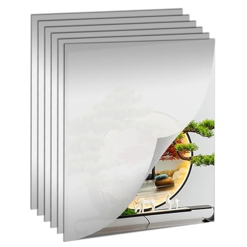 PCS Wall Mirror Tiles, Upgrade Shatterproof Self-Adhesive Full Length Mirror 6