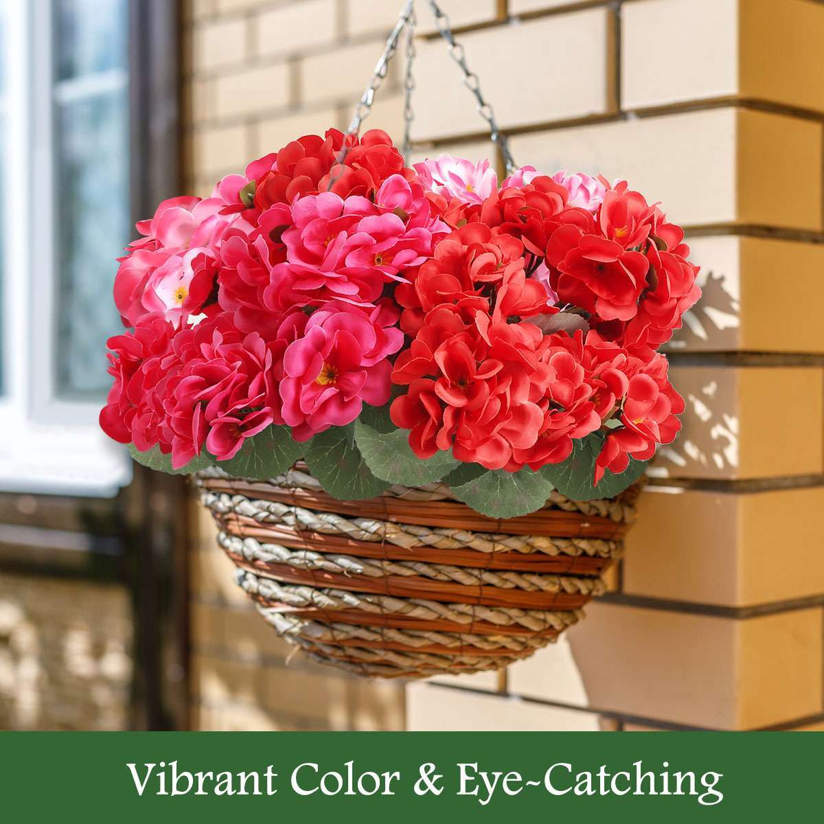 1/2/4 Bundles Artificial Geraniums Silk Flowers Outdoor Artificial Geranium Bush