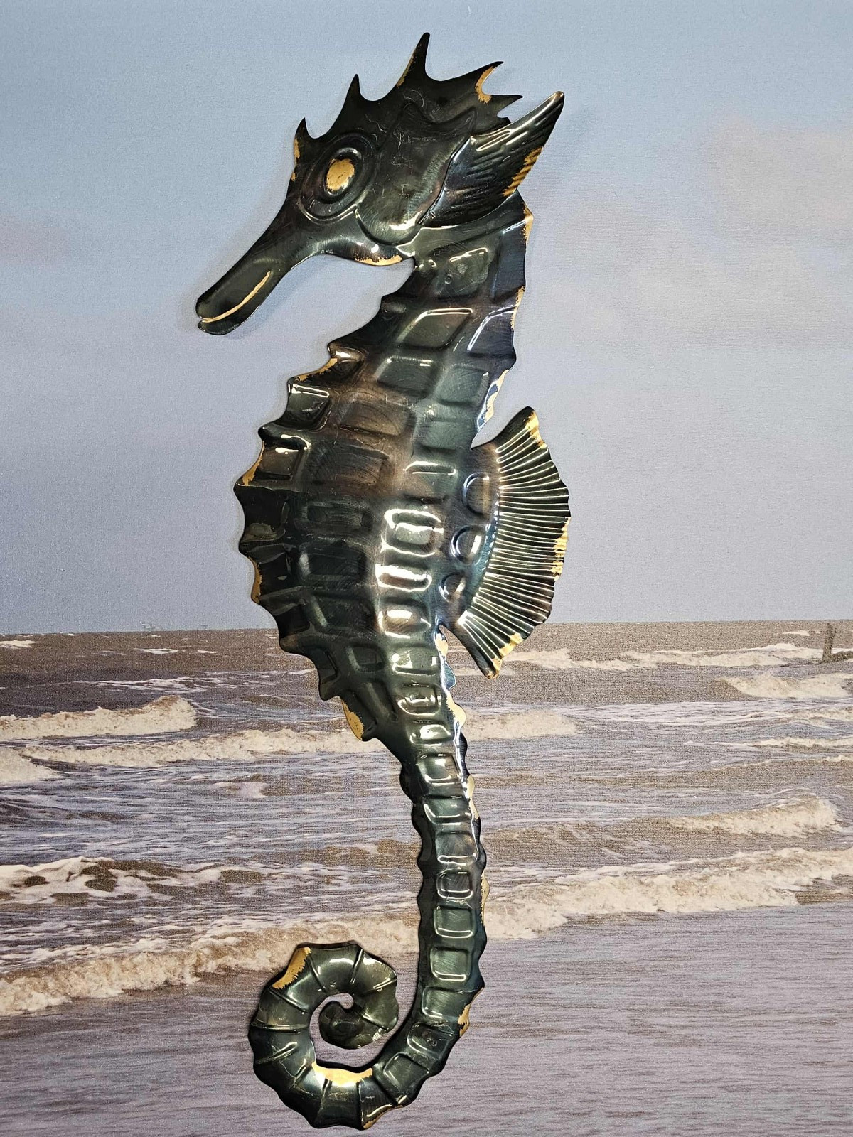 1-GIANT ENAMELED SEAHORSE Wall Haning, Coastal Home Decor,Beach Accents,SP-01