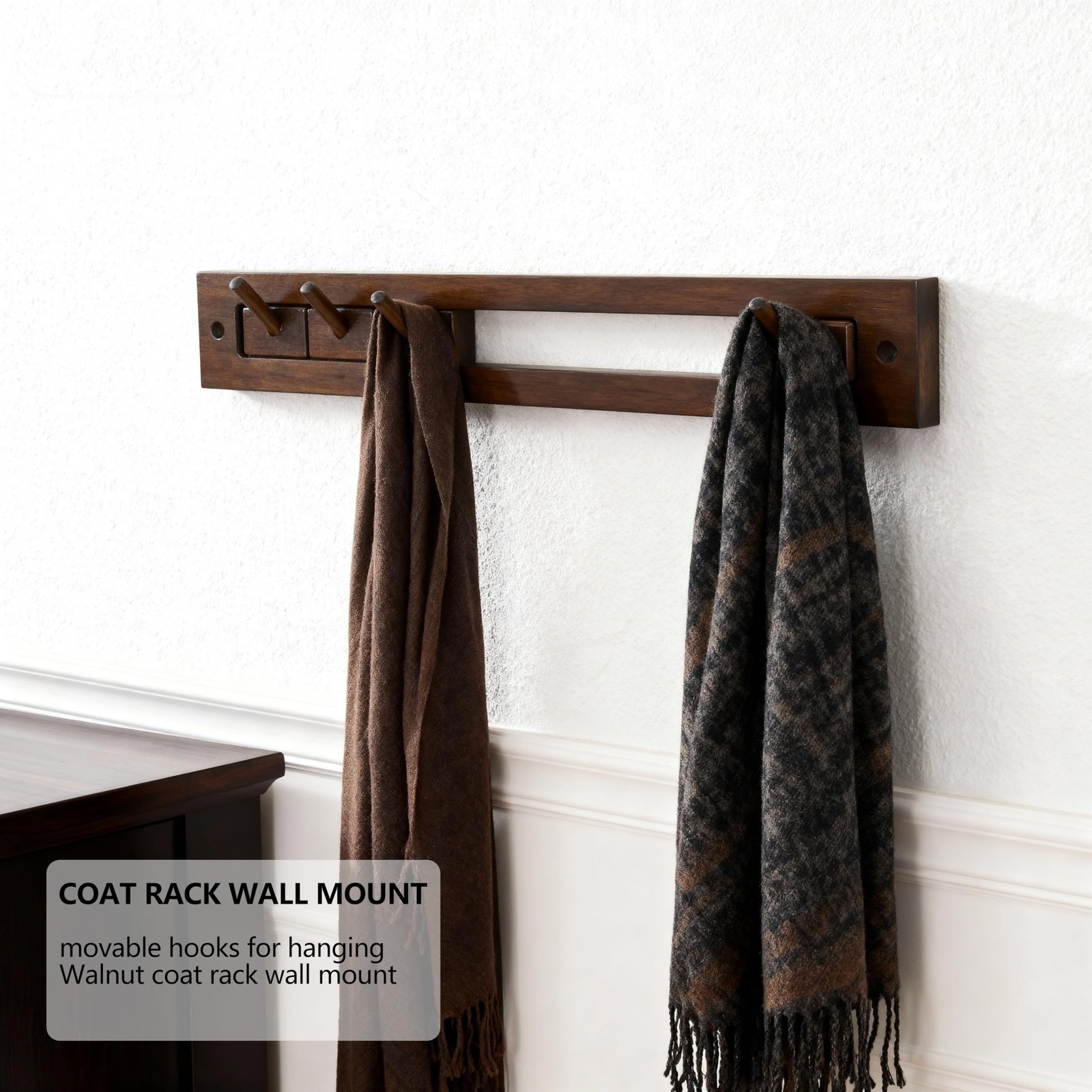 coat rack wall mount,Wall Coat Rack with 4 Movable Hooks,backpack hanger for …
