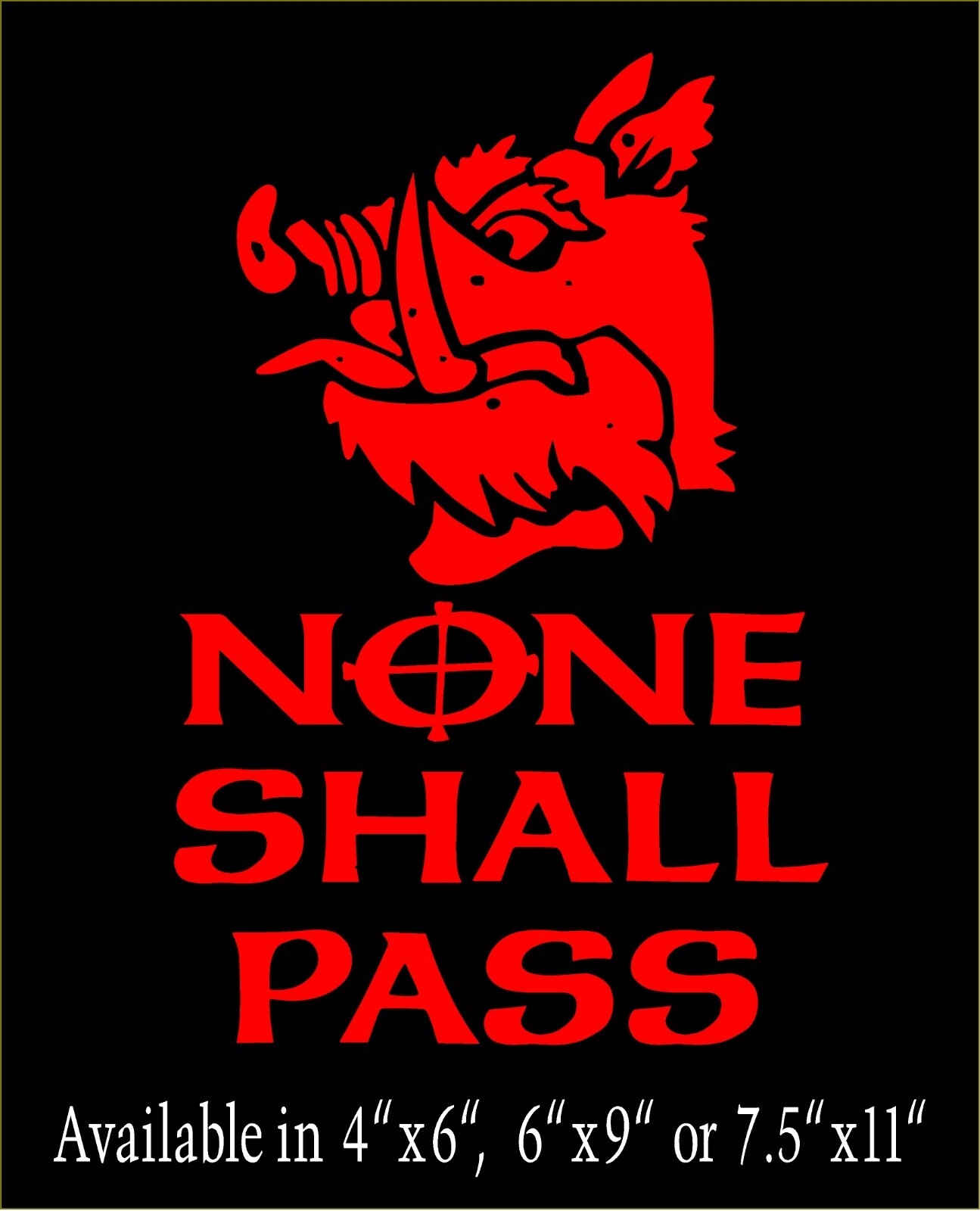 None Shall Pass Decal with Coat of Arms Monty Python window funny vinyl sticker