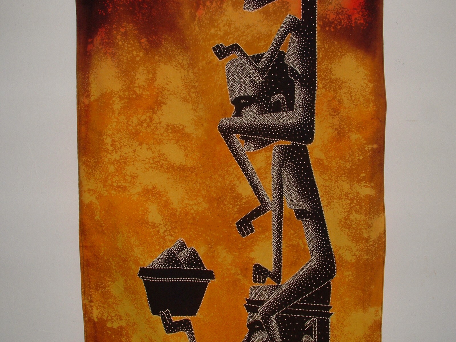 African Style Fabric Wall Hanging, 56″ Long, Lukman, Age Unknown, pre-owned