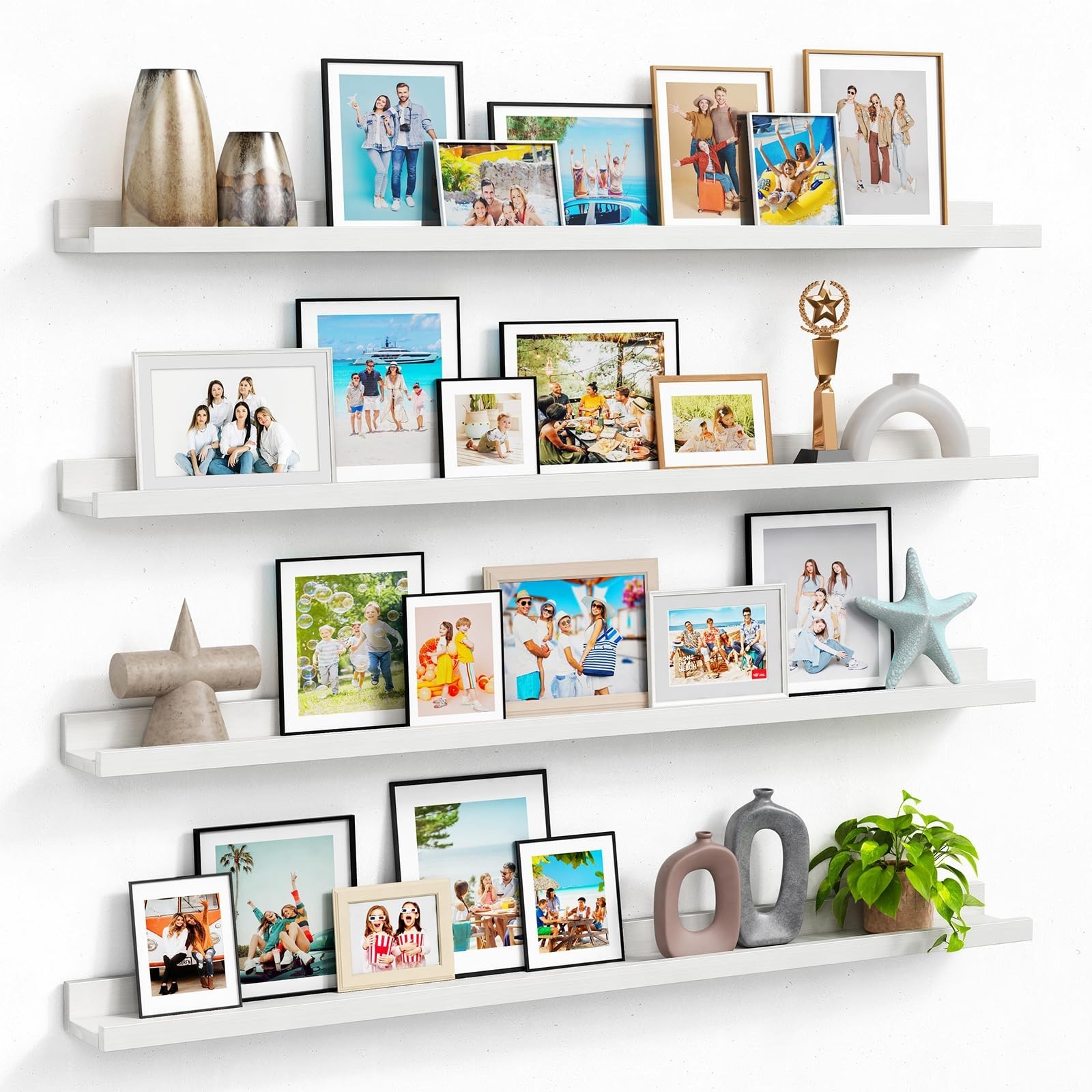 Forbena Floating Shelves for Wall 48 Inch Long Set of 4, Large White Picture …
