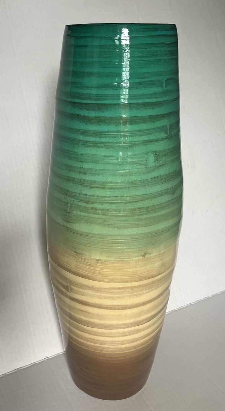Bamboo Lacquered Colorful Floor/ Table Vase 17.5 X 6 Inches