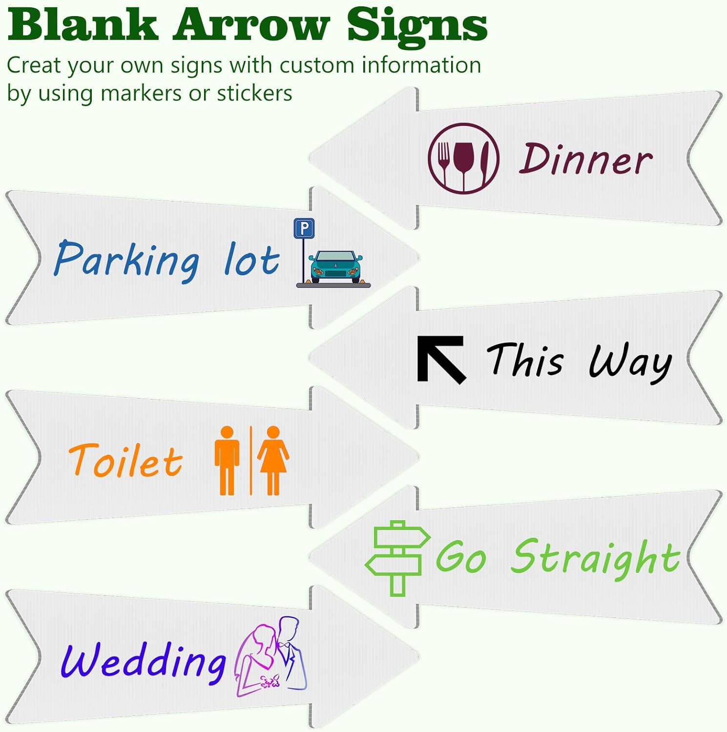 Customizable Directional Arrow Signs with Stakes – 4 Pack, 17×6 Inches