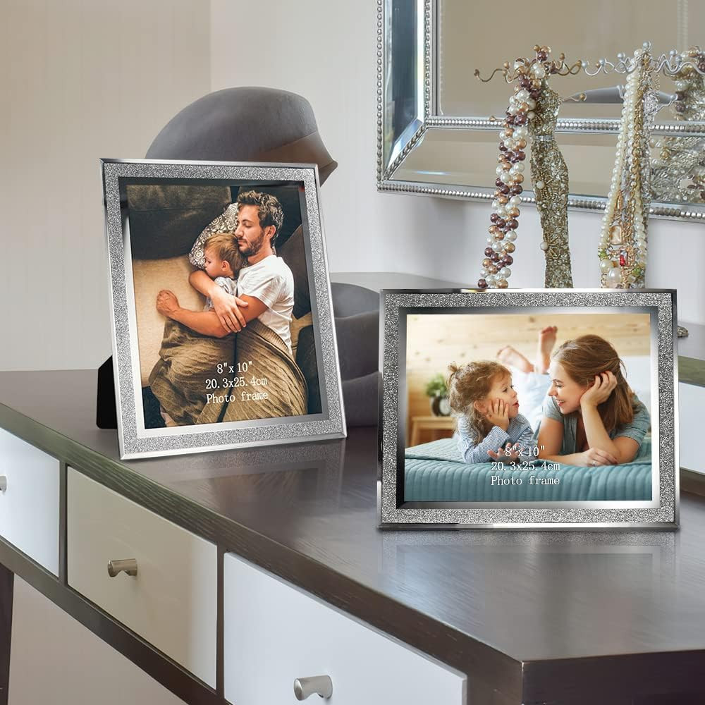 Calenzana 8X10 Picture Frame Sparkle Glass Photo Frames for Tabletop, 8 X 10 Inc
