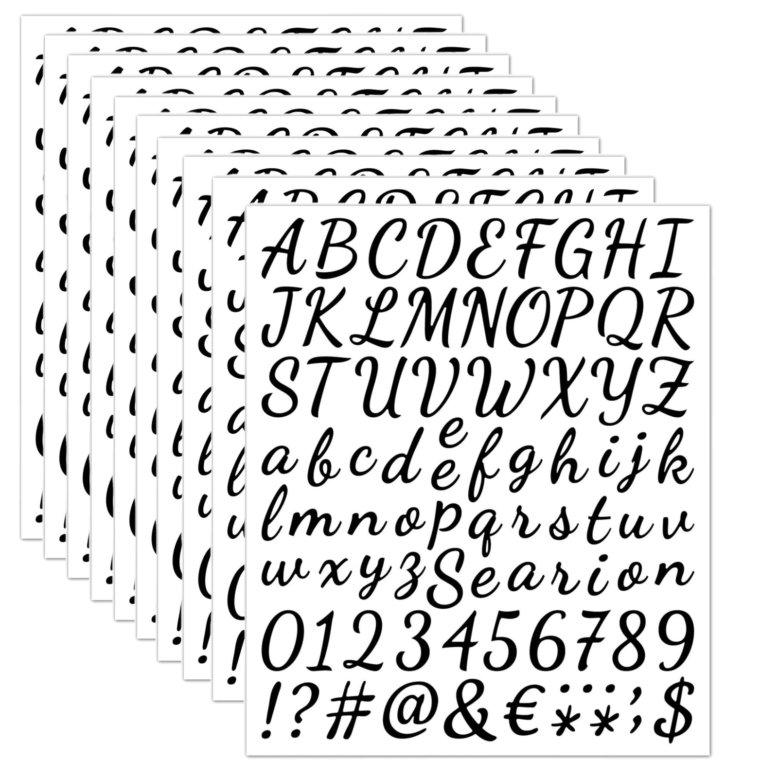 760pcs Vinyl Letters and Numbers Kit 1 Inch Black Cursive Set