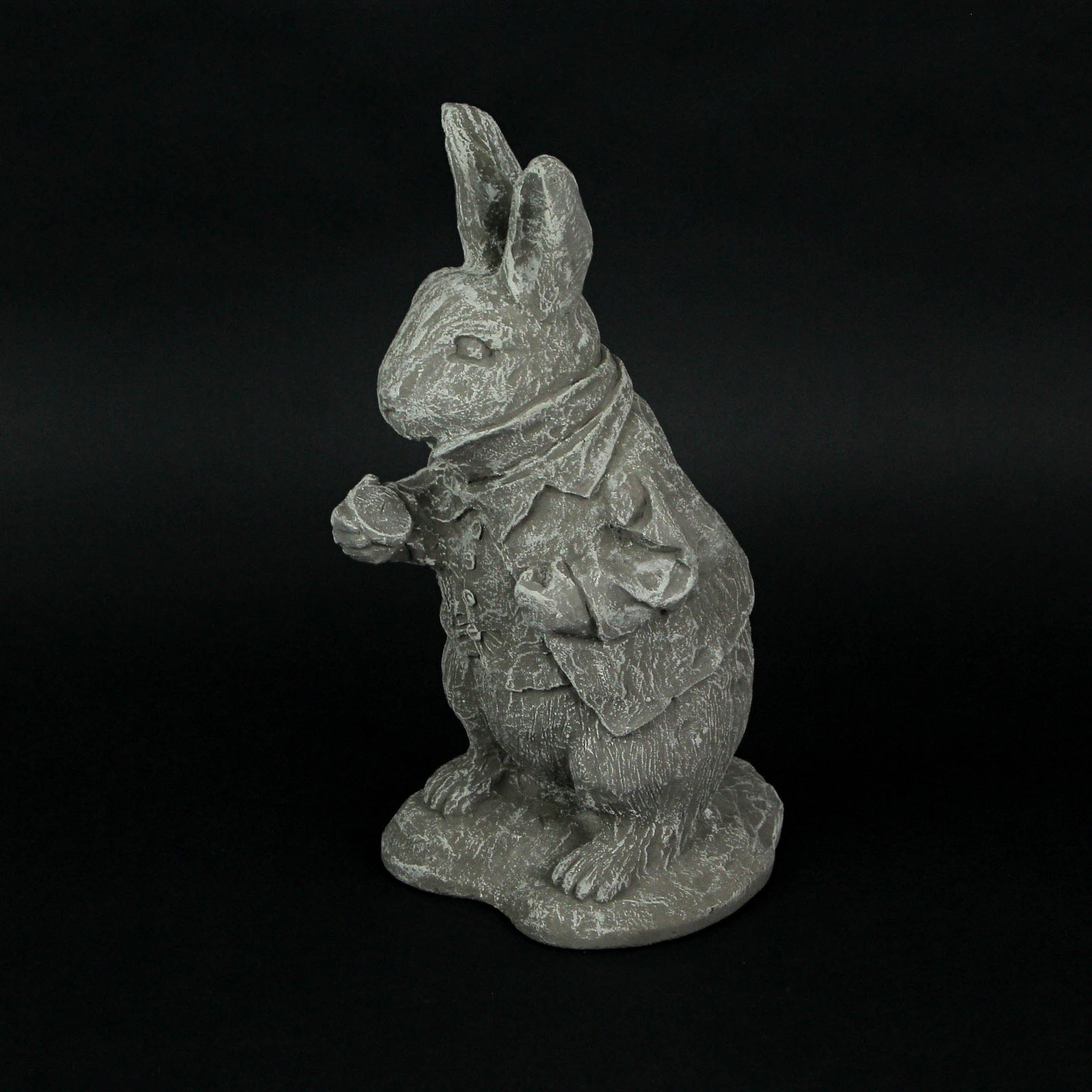 3 Piece Alice in Wonderland, Rabbit & Mad Hatter Light Gray Cement Statue Set