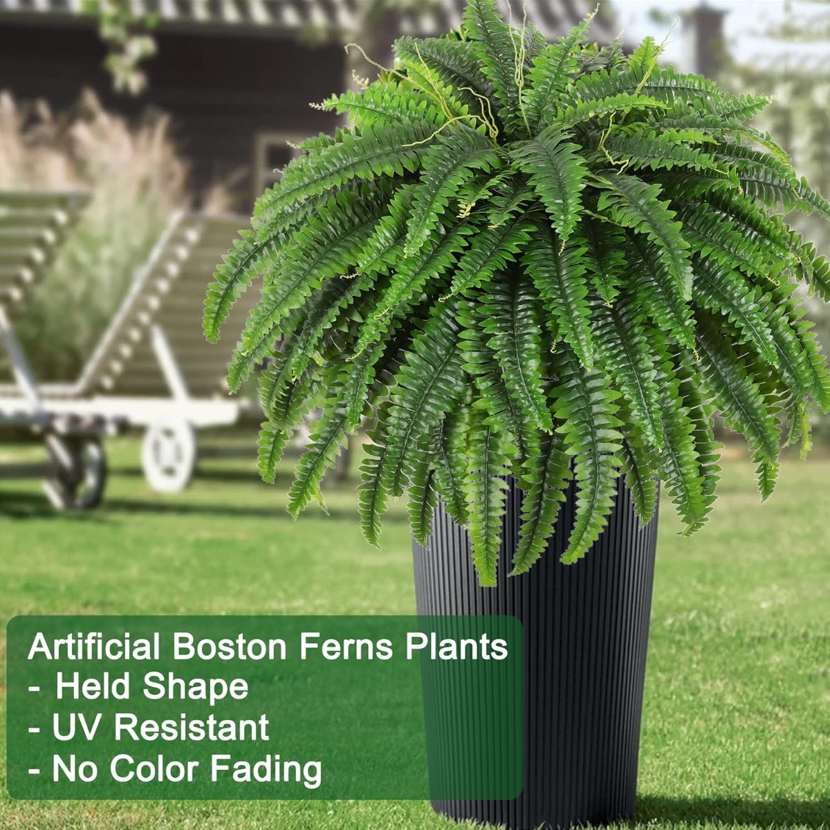 2X Fake Ferns Faux Boston Ferns 24″ Artificial Plants 60 Leaves for Each Bouquet