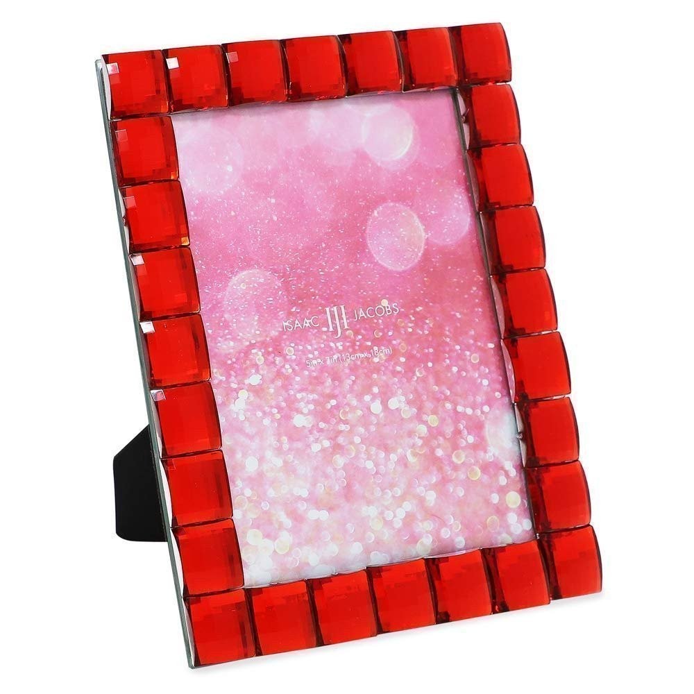 Isaac Jacobs Decorative Sparkling Light Blue Jewel Picture Frame, Photo…