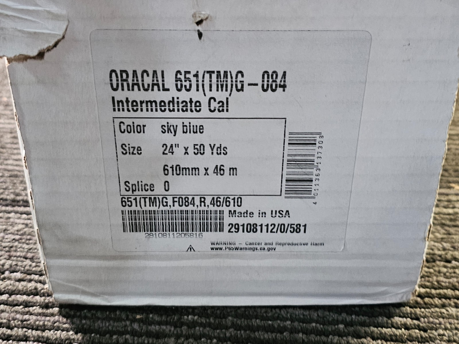Oracal 651 Intermediate Adhesive Vinyl 24″ x 50 Yard roll, Sky Blue