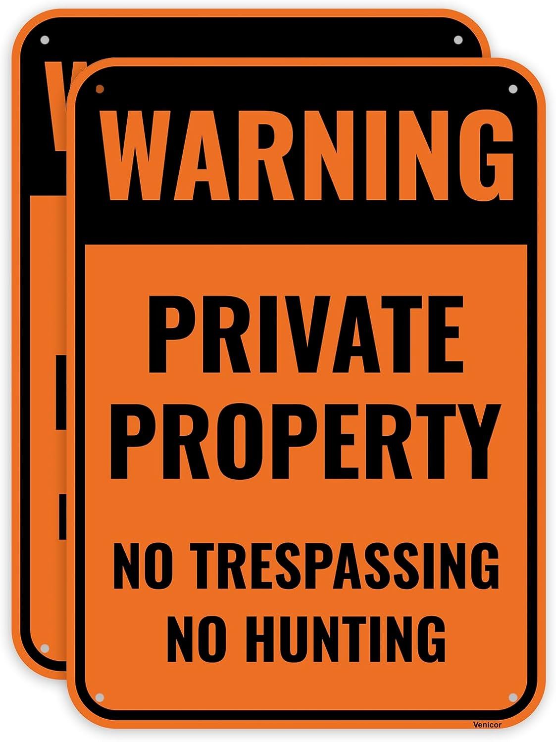 2 Pack No Trespassing No Hunting Signs 14×10 In Aluminum Outdoor Warning Orange