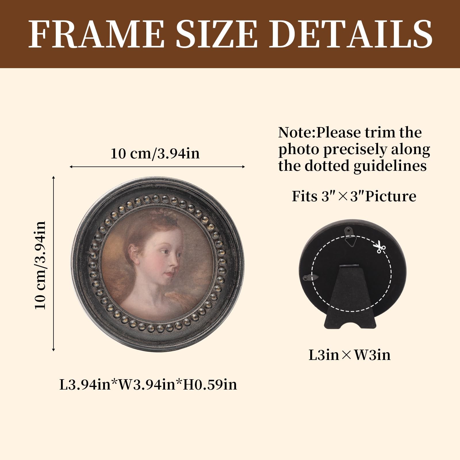 Small Round Vintage Picture Frames 3×3 – Antique Wallet Size Picture Frames 3…
