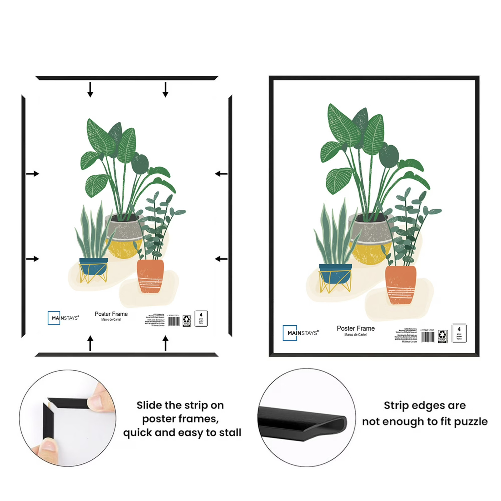 Mainstays – 16×20 Picture Frame – Black Flat Profile Wall Photo Frame