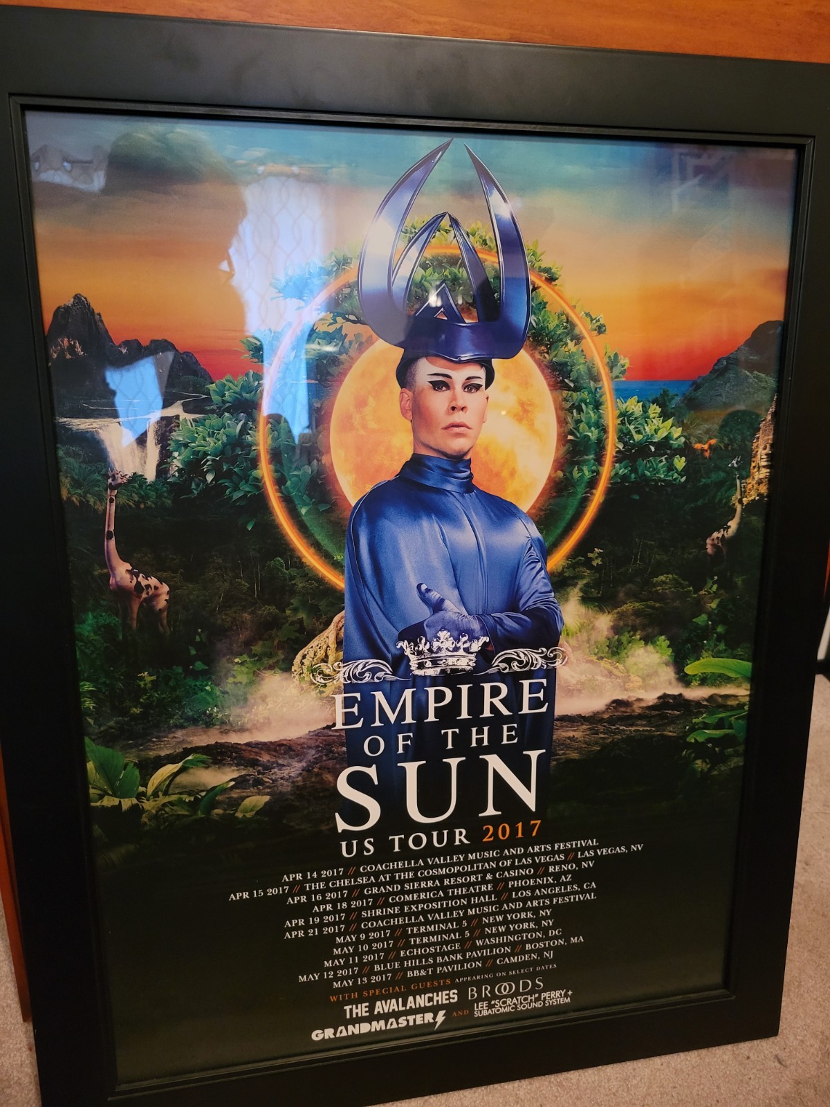 Original Empire of the Sun 2017 U.S. Concert Tour Poster in a black wooden frame