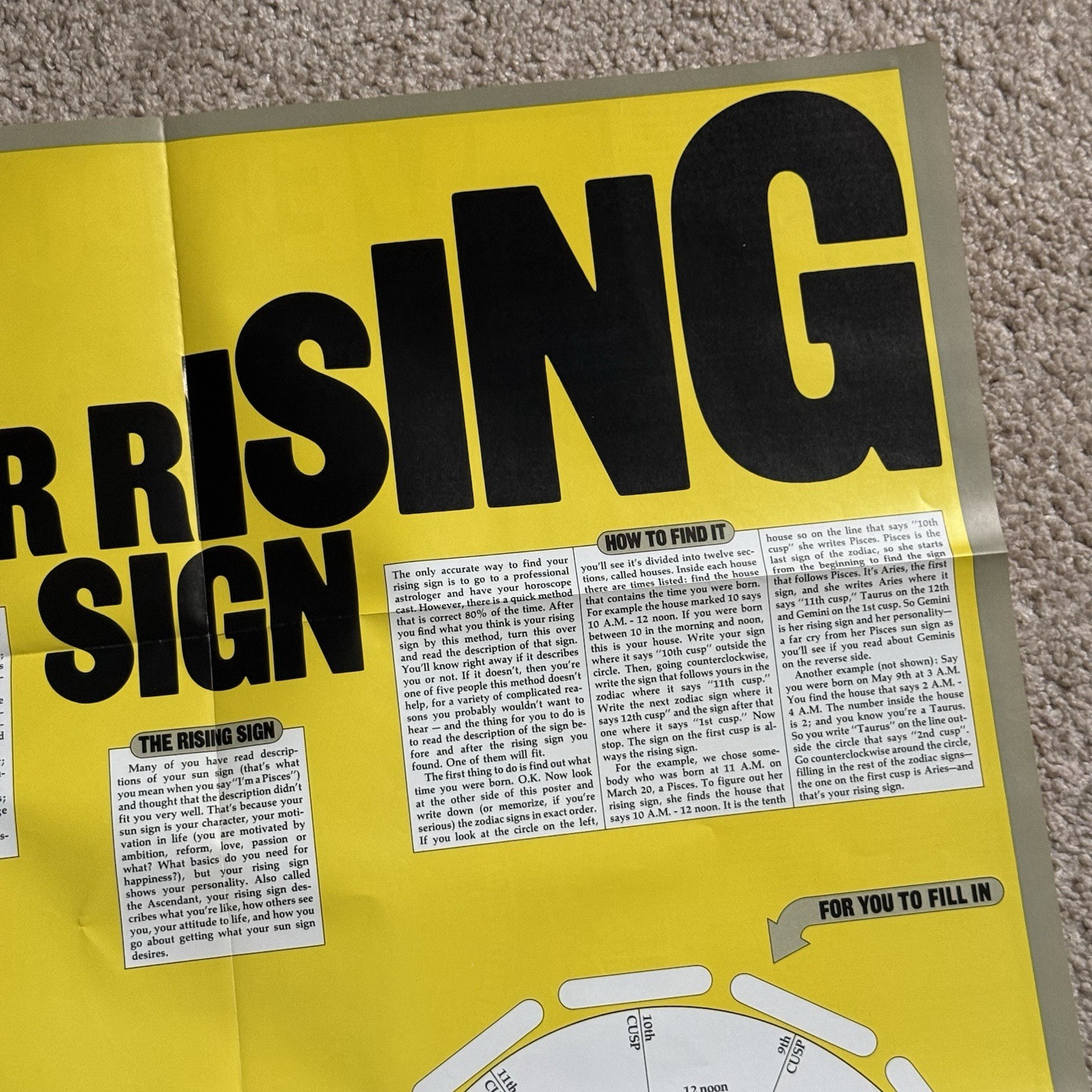 Vintage 70’s Smash Magazine zodiac astrology double sided poster 1974 21.25x22in