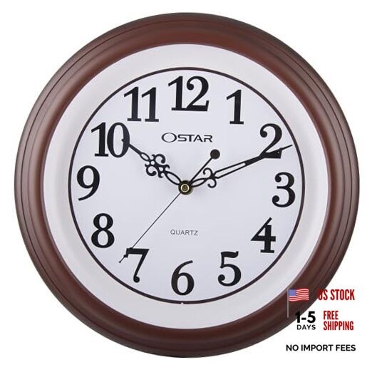 Silent Rustic Wall Clock, Battery Operated, Vintage 12 Inch Round Clock,