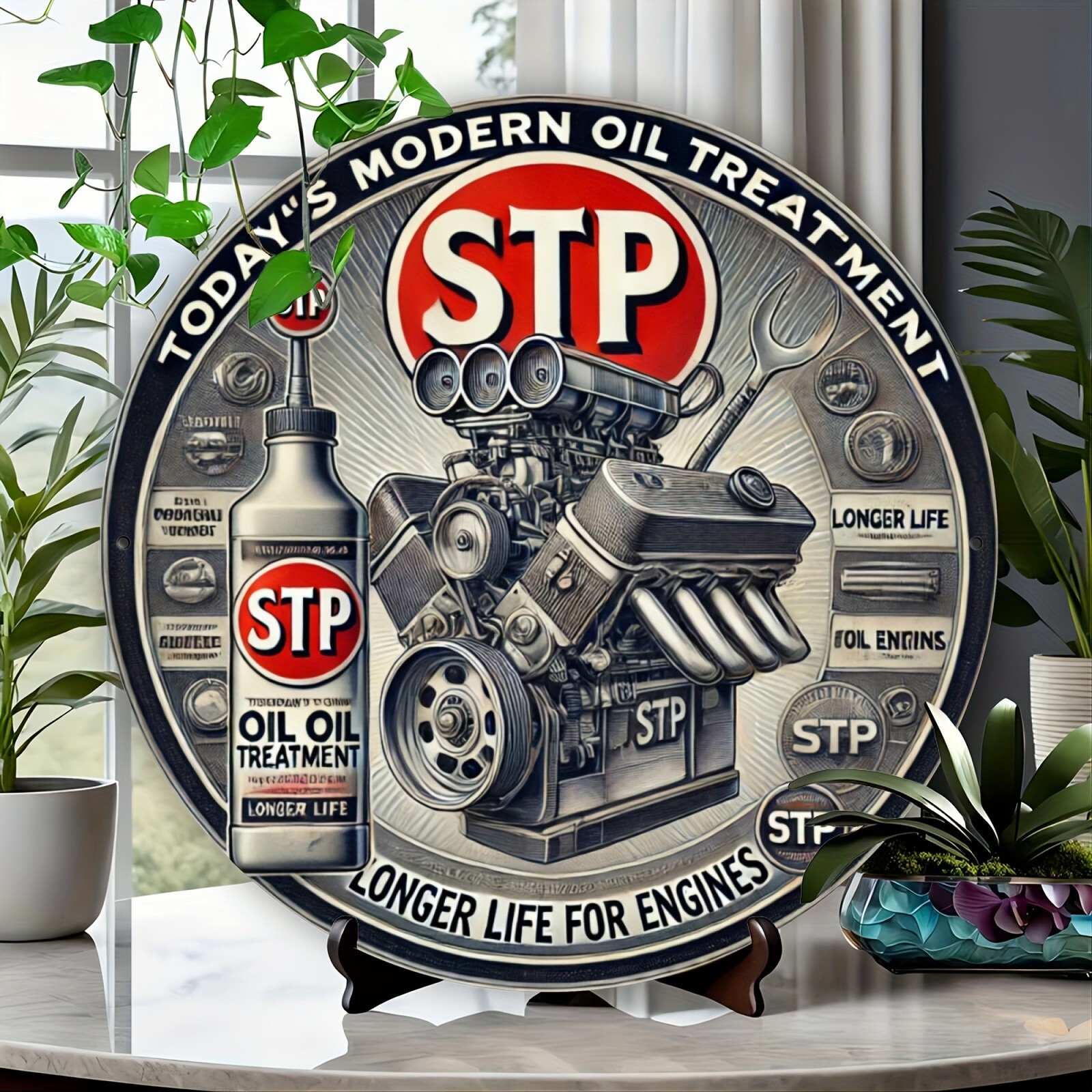 STP Motor Oil Treatment Aluminum Round Weatherproof Sign YOU CHOOSE