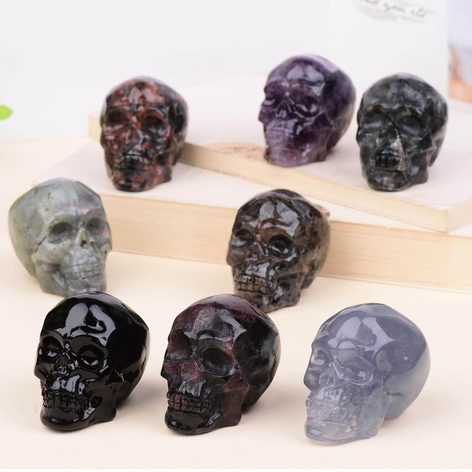 2 Inch Flame Yooperlite Stone Crystal Skulls Decor,Human Skull