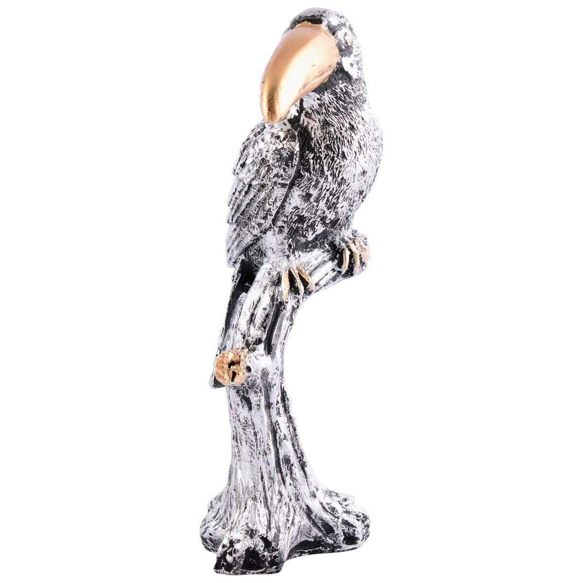 Decorative Silver Resin Parrot Showpiece for Home Decor, Living Room