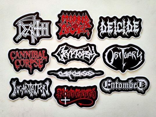 Death Metal Sticker Pack (10) SET 1 black extreme punk grindcore crust cvlt