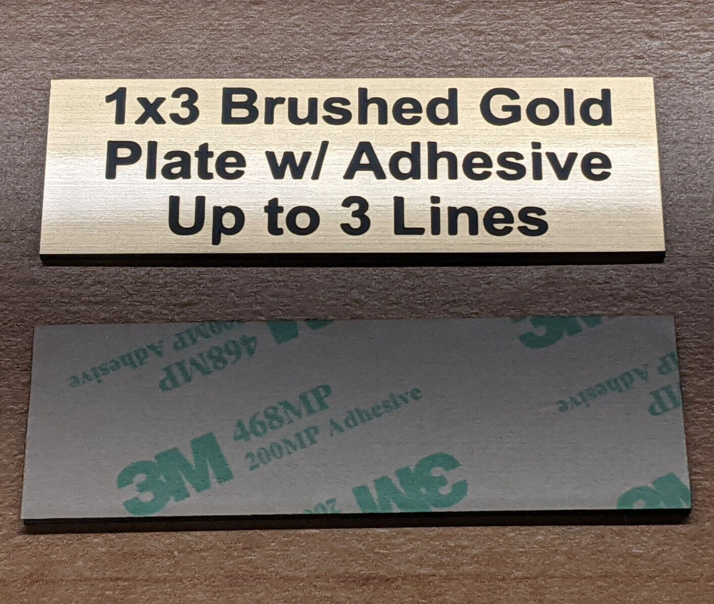 Custom Engraved 1×3 Self-Adhesive Brushed Gold Finish Plate Tag Plaque Sign