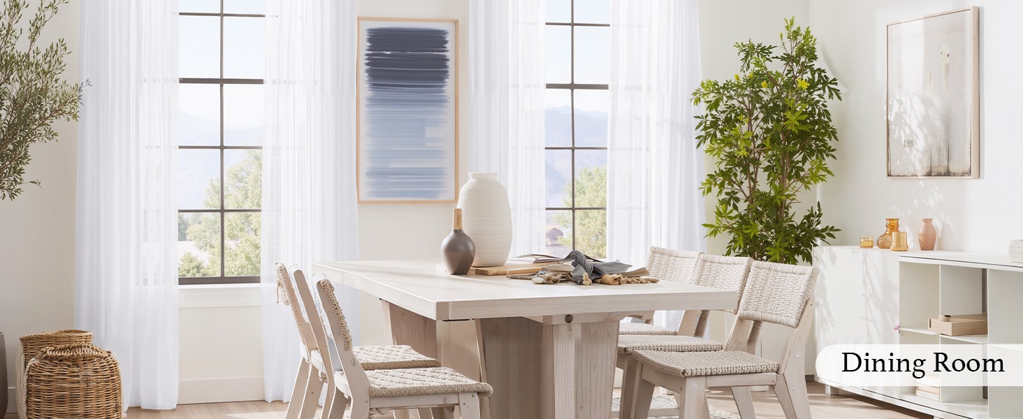White Sheer Curtains 108 inches Long 4 Panels, 42 inch Wide Rod Pocket Light