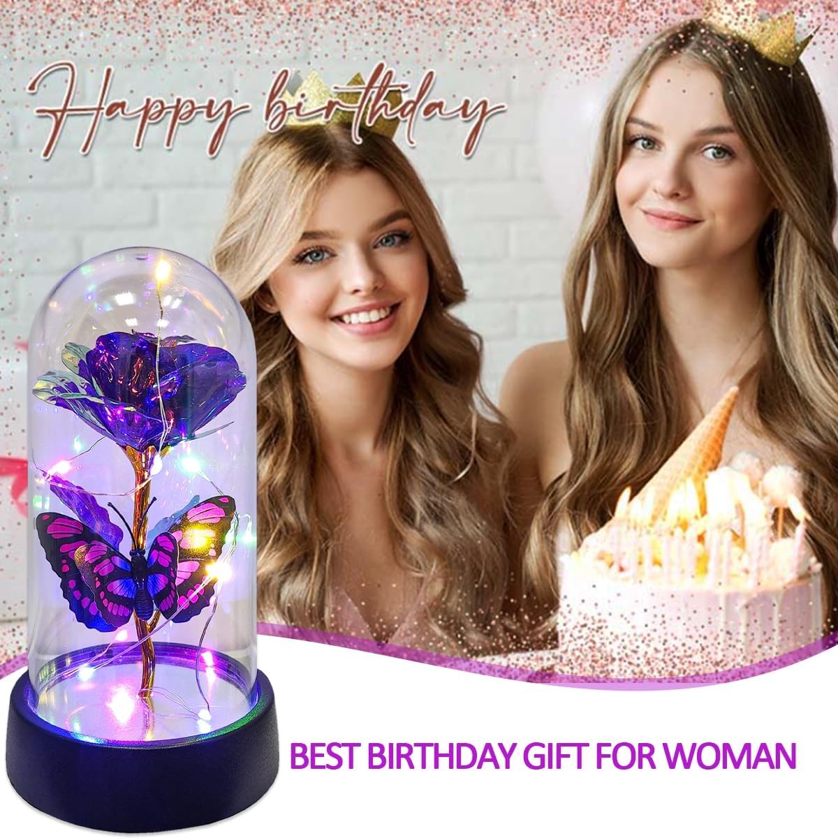 Glass Rose in Glass Dome, Light Up Flower, Eternal Roses – Valentines Day Gifts