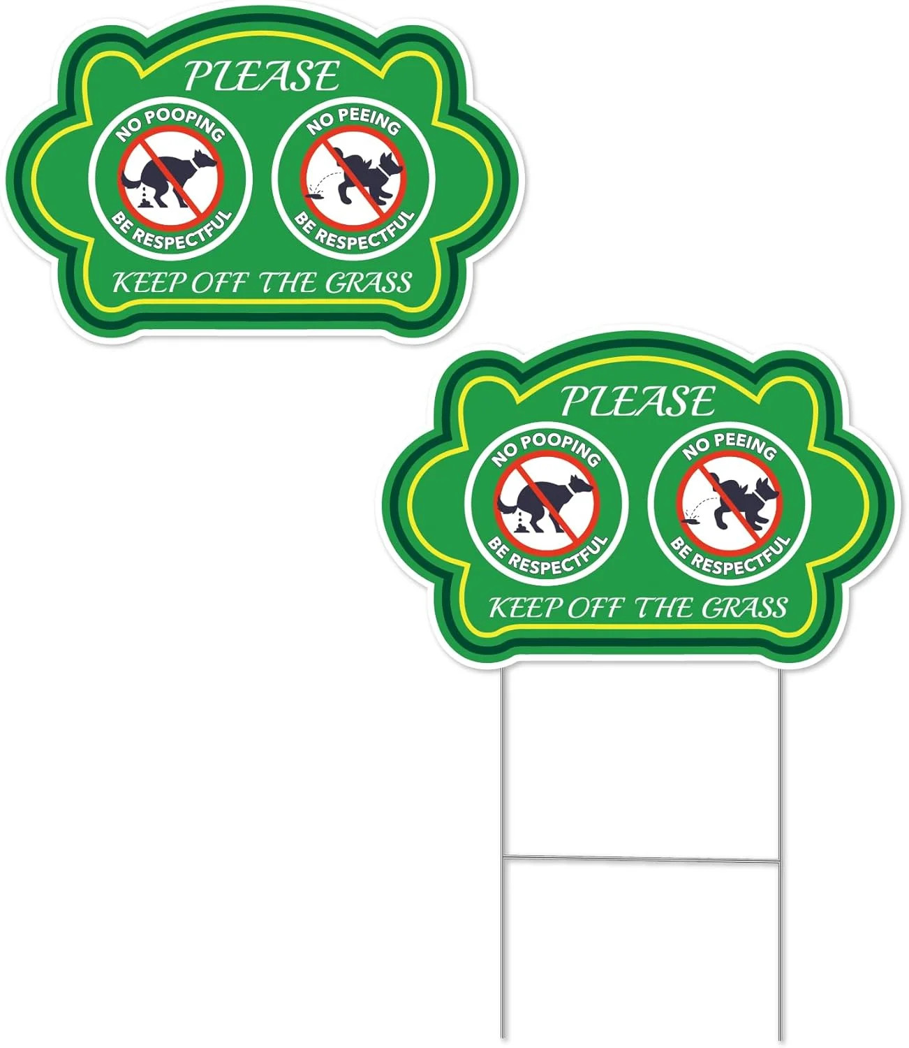 Mr. Pen- No Peeing and No Pooping Dog Sign, 2 Pack with 1 Metal Stake, Double-Si
